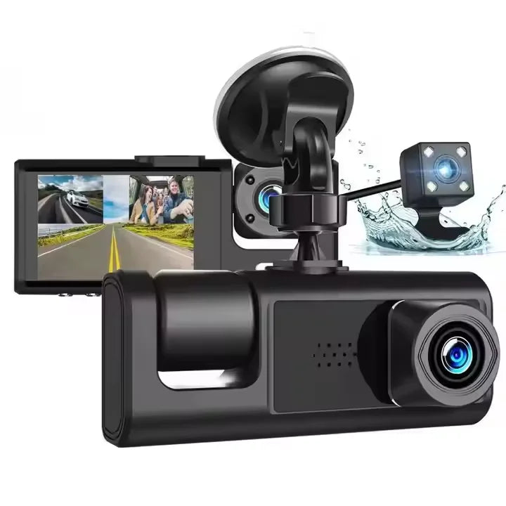 3 Lens Camera Car DVR Dash Cam 1080P Full Hd Front Wide Angle IR Inner Reverse Video Recorder Driver Car Black Box