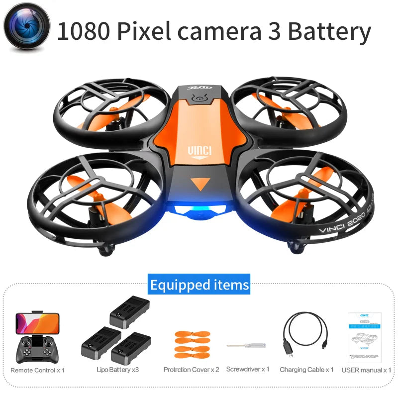 New V8 Mini Drone 4K 1080P HD Camera WiFi Fpv Air Pressure Altitude Hold Black Quadcopter RC Drone