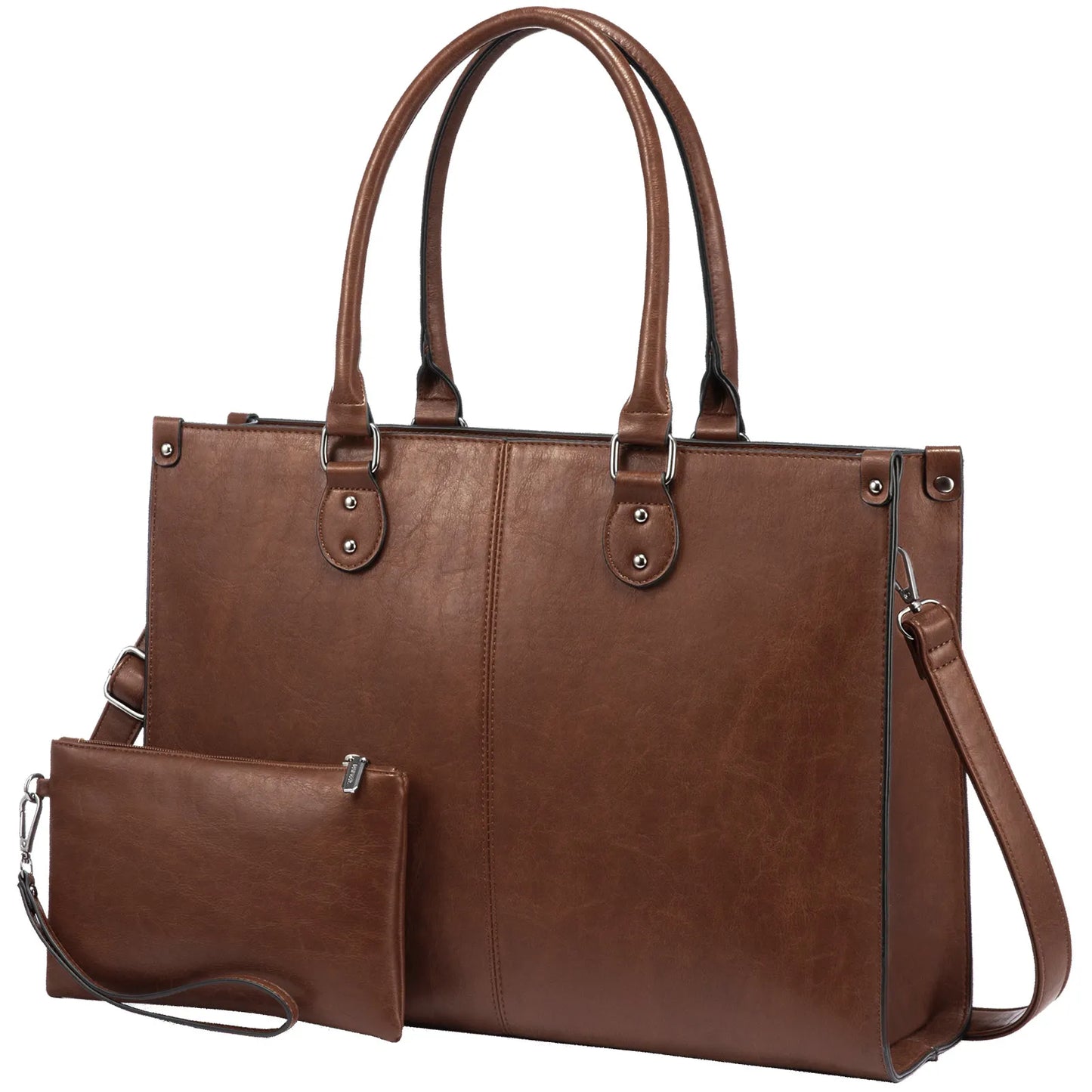 LOVEVOOK 2024 Hot Sale Vintage PU Leather Computer Bag Business Handbag Large Capacity Laptop Tote Work Bag Laptop Bag for Women