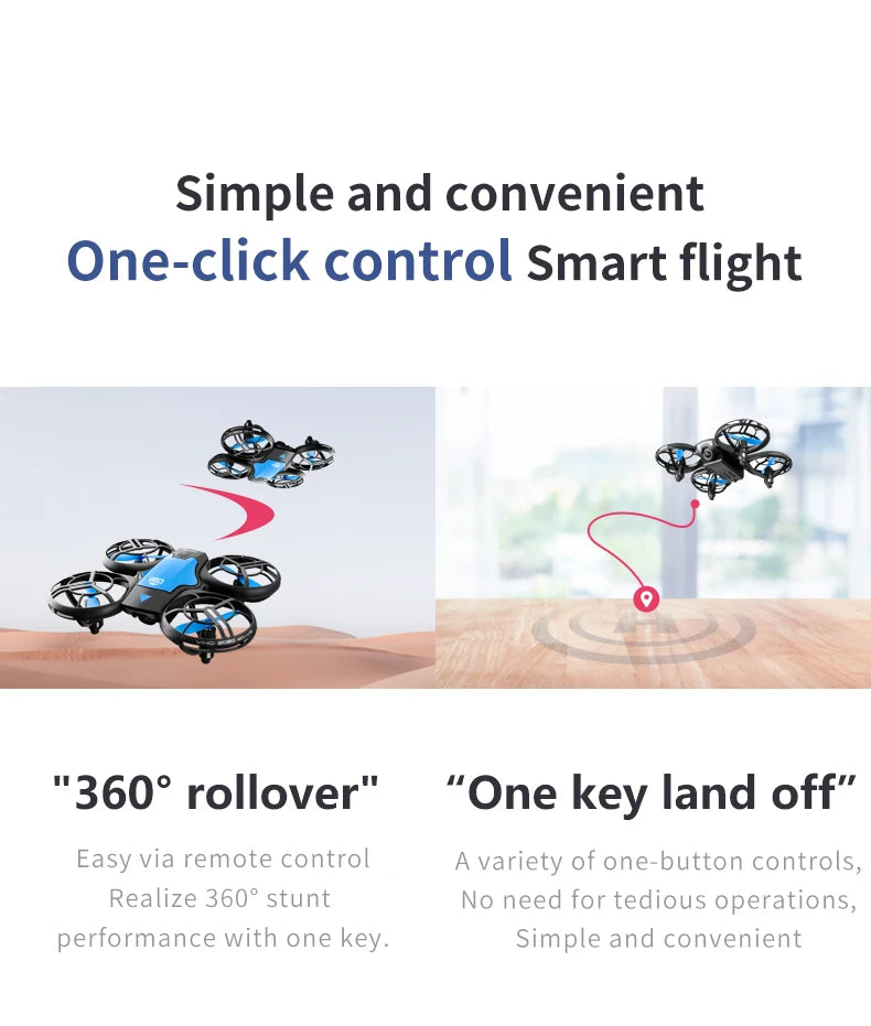 New V8 Mini Drone 4K 1080P HD Camera WiFi Fpv Air Pressure Altitude Hold Black Quadcopter RC Drone