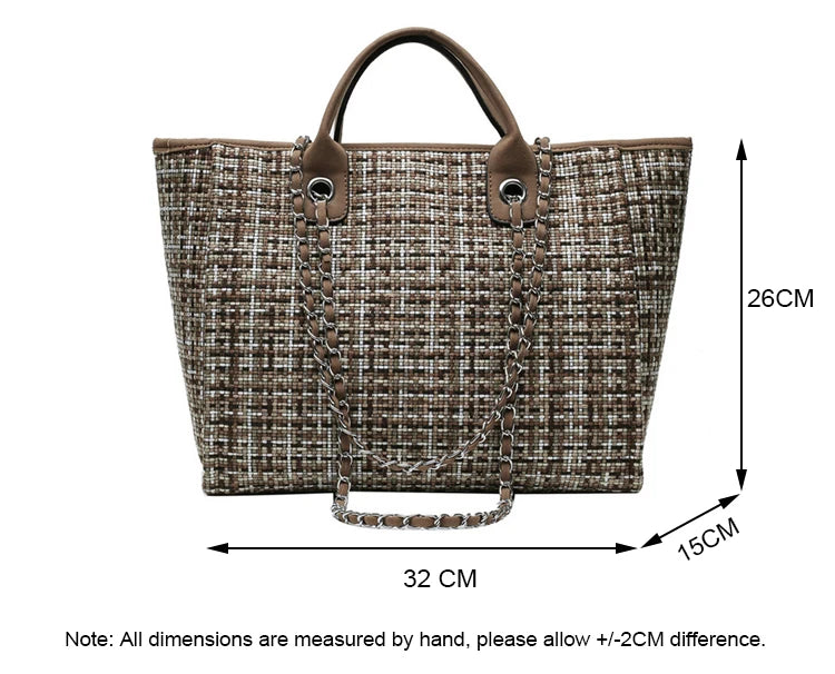 Women Tote Bag Fashion Nylon Large Handbag Chains Shoulder Bags Ladies Big Messenger Bag, Shopping Bag