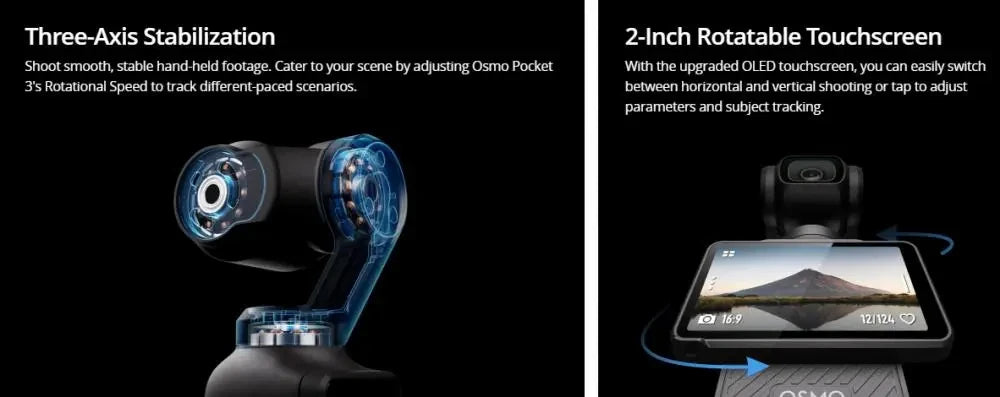 DJI Osmo Pocket 3 Creator Combo Pocket Sized 3-axis Stabilized Handheld Camera Hdr Video Stereo Recording
