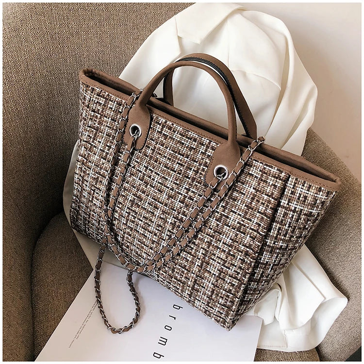 Women Tote Bag Fashion Nylon Large Handbag Chains Shoulder Bags Ladies Big Messenger Bag, Shopping Bag