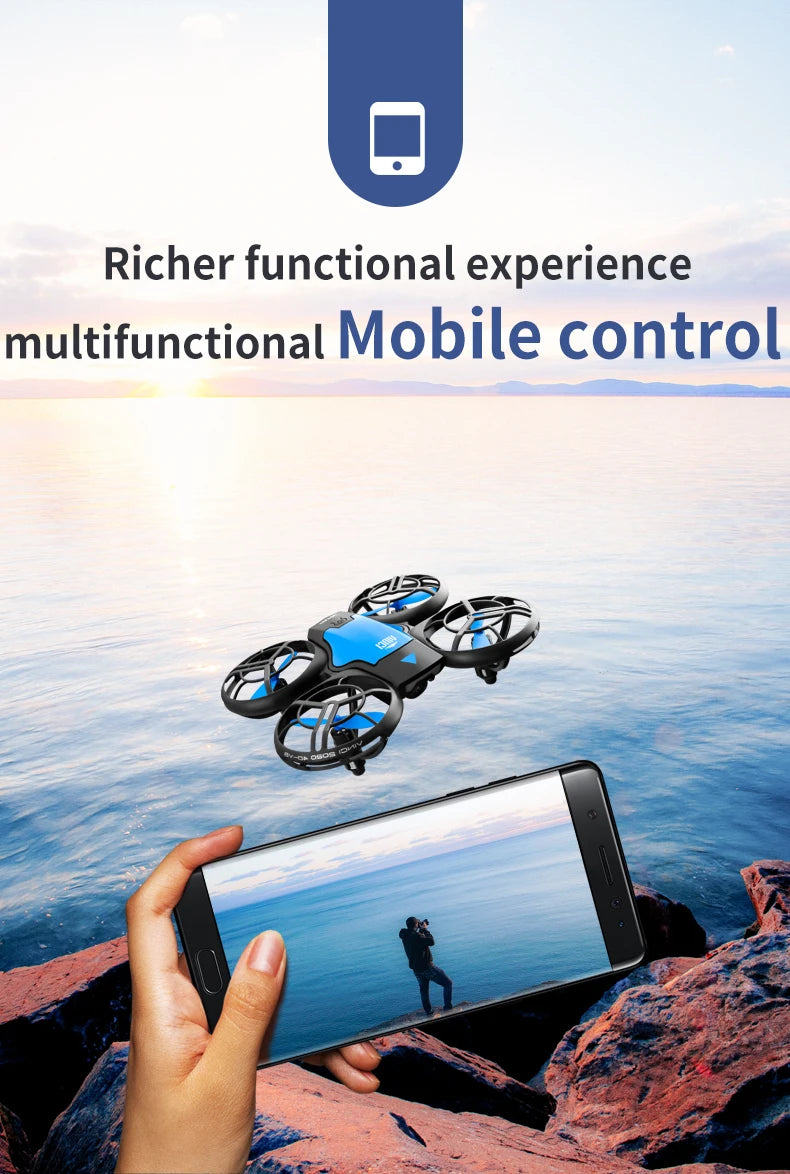 New V8 Mini Drone 4K 1080P HD Camera WiFi Fpv Air Pressure Altitude Hold Black Quadcopter RC Drone