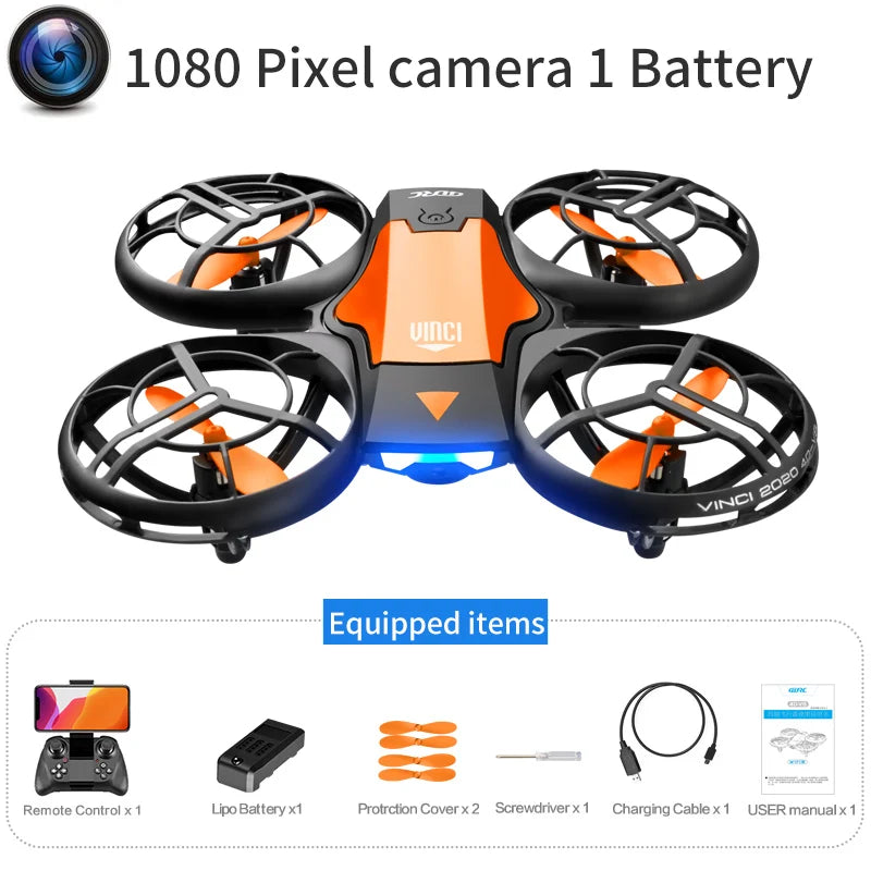 New V8 Mini Drone 4K 1080P HD Camera WiFi Fpv Air Pressure Altitude Hold Black Quadcopter RC Drone