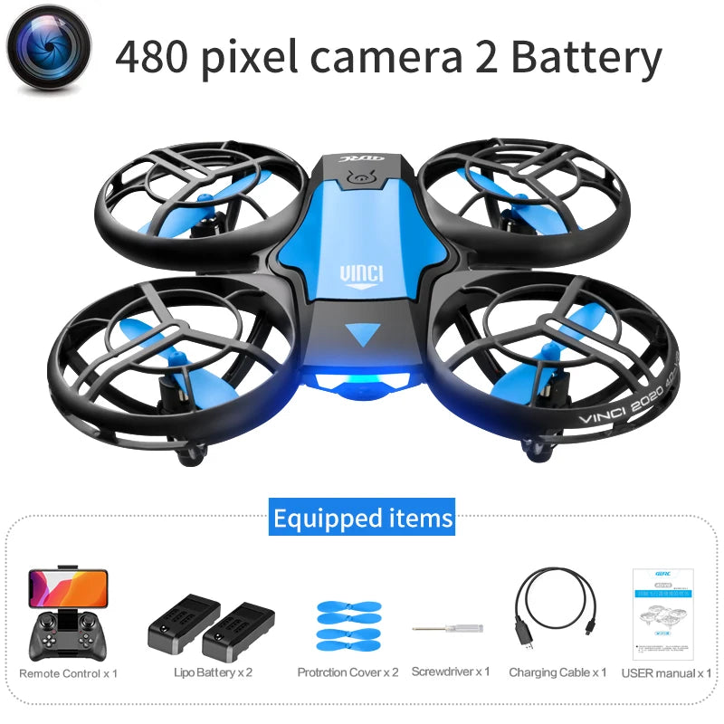 New V8 Mini Drone 4K 1080P HD Camera WiFi Fpv Air Pressure Altitude Hold Black Quadcopter RC Drone