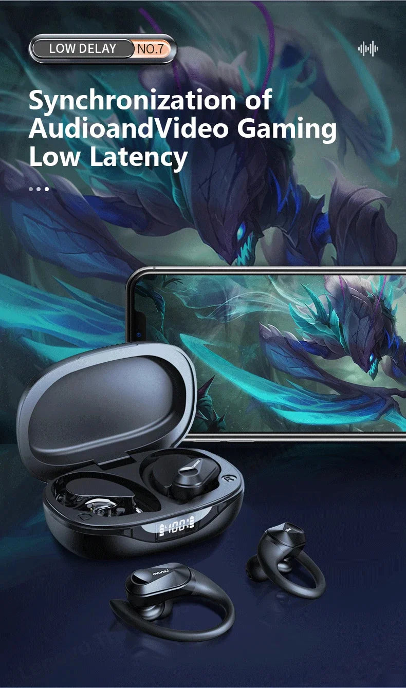 Lenovo LP75 Sports Wireless Earphones with Mics,Button Control, LED Power Display,Hifi Stereo Sound BT 5.3 TWS Headphones