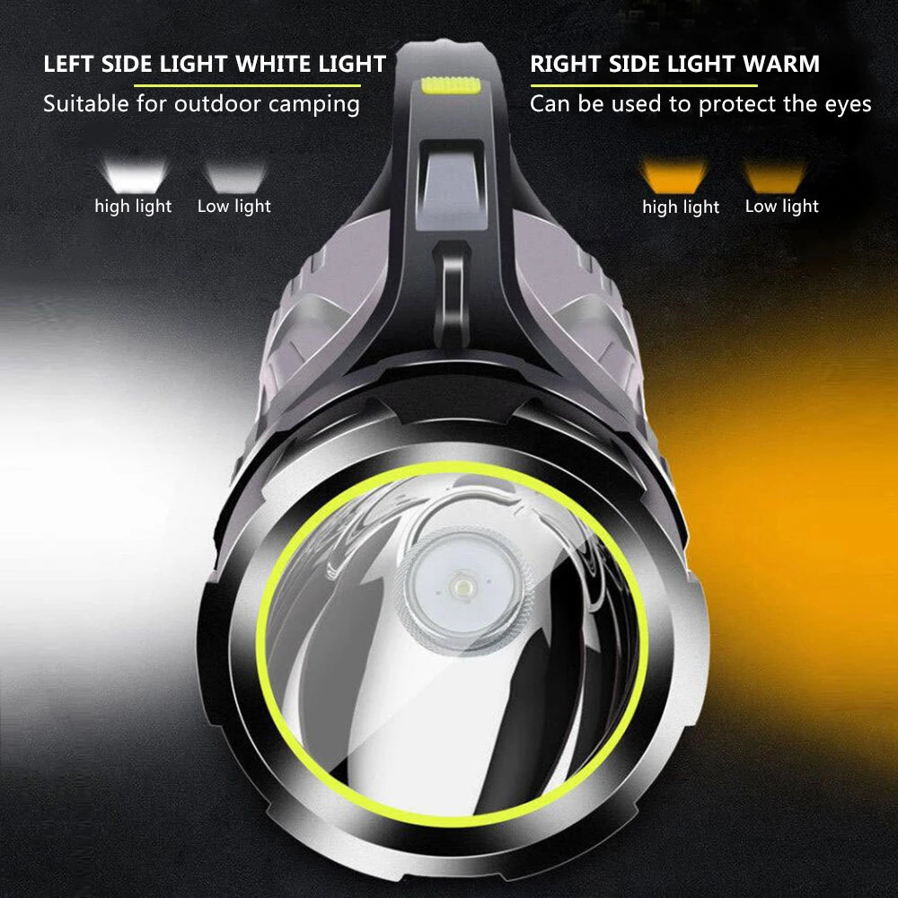 Super Bright USB Rechargeable Searchlight LED Flashlight Waterproof Ultra-Long Range Hand lamp Outdoor Hunting Fishing Light