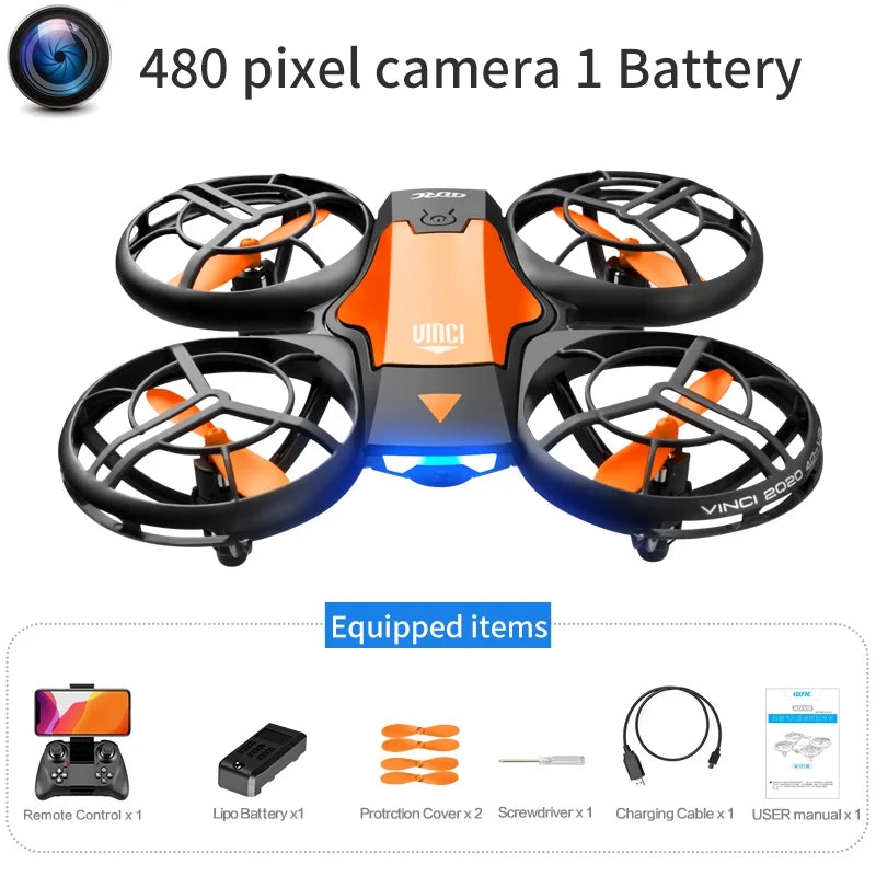New V8 Mini Drone 4K 1080P HD Camera WiFi Fpv Air Pressure Altitude Hold Black Quadcopter RC Drone