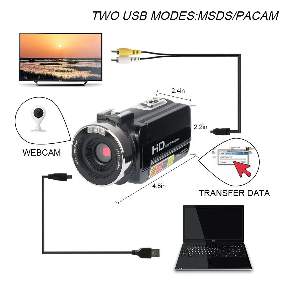 Popular Professional HDV Night Vision Recorder Camcorder Full hd 1080p 24mp Remote Control Mini Camera Digital Video Camera