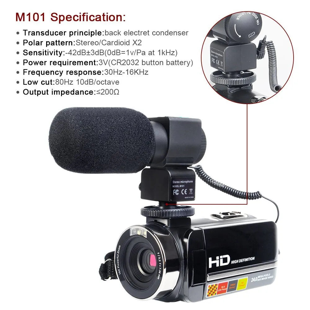 Popular Professional HDV Night Vision Recorder Camcorder Full hd 1080p 24mp Remote Control Mini Camera Digital Video Camera