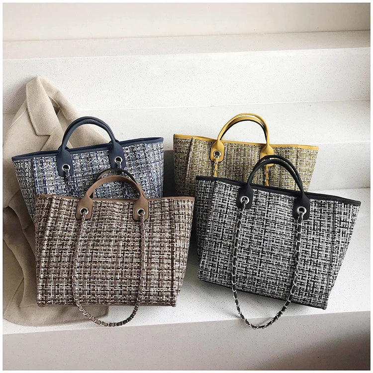 Women Tote Bag Fashion Nylon Large Handbag Chains Shoulder Bags Ladies Big Messenger Bag, Shopping Bag