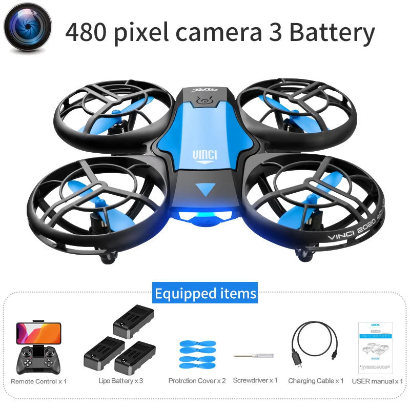 New V8 Mini Drone 4K 1080P HD Camera WiFi Fpv Air Pressure Altitude Hold Black Quadcopter RC Drone