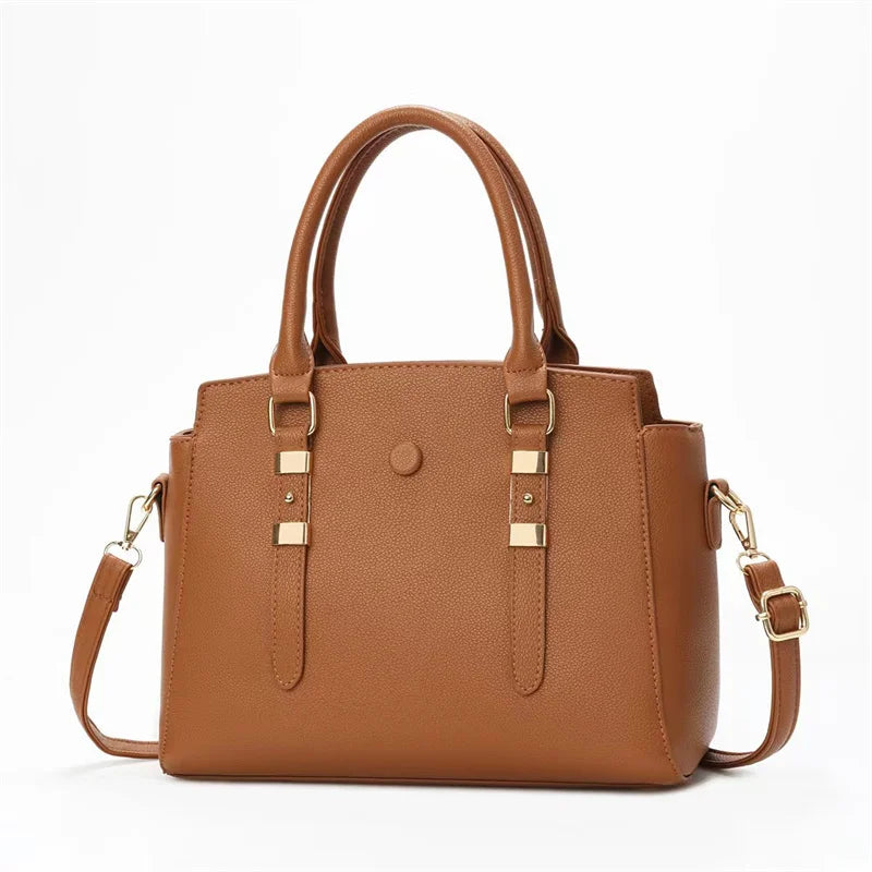 2024 New Women's Large-Capacity Retro Leisure Bag Casual Tote Oblique Straddle One-Shoulder Handbag Zipper Pure Color Simple