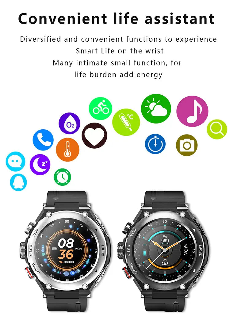 T92 Smart Watch with Earbuds 2-in-1 Music Player Heart Rate & Blood Pressure Monitor Waterproof IP67 Answer Calls with Earphones