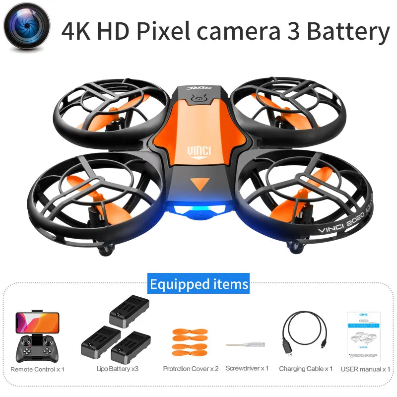 New V8 Mini Drone 4K 1080P HD Camera WiFi Fpv Air Pressure Altitude Hold Black Quadcopter RC Drone