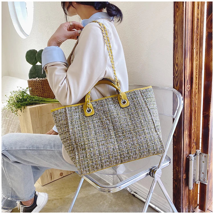 Women Tote Bag Fashion Nylon Large Handbag Chains Shoulder Bags Ladies Big Messenger Bag, Shopping Bag