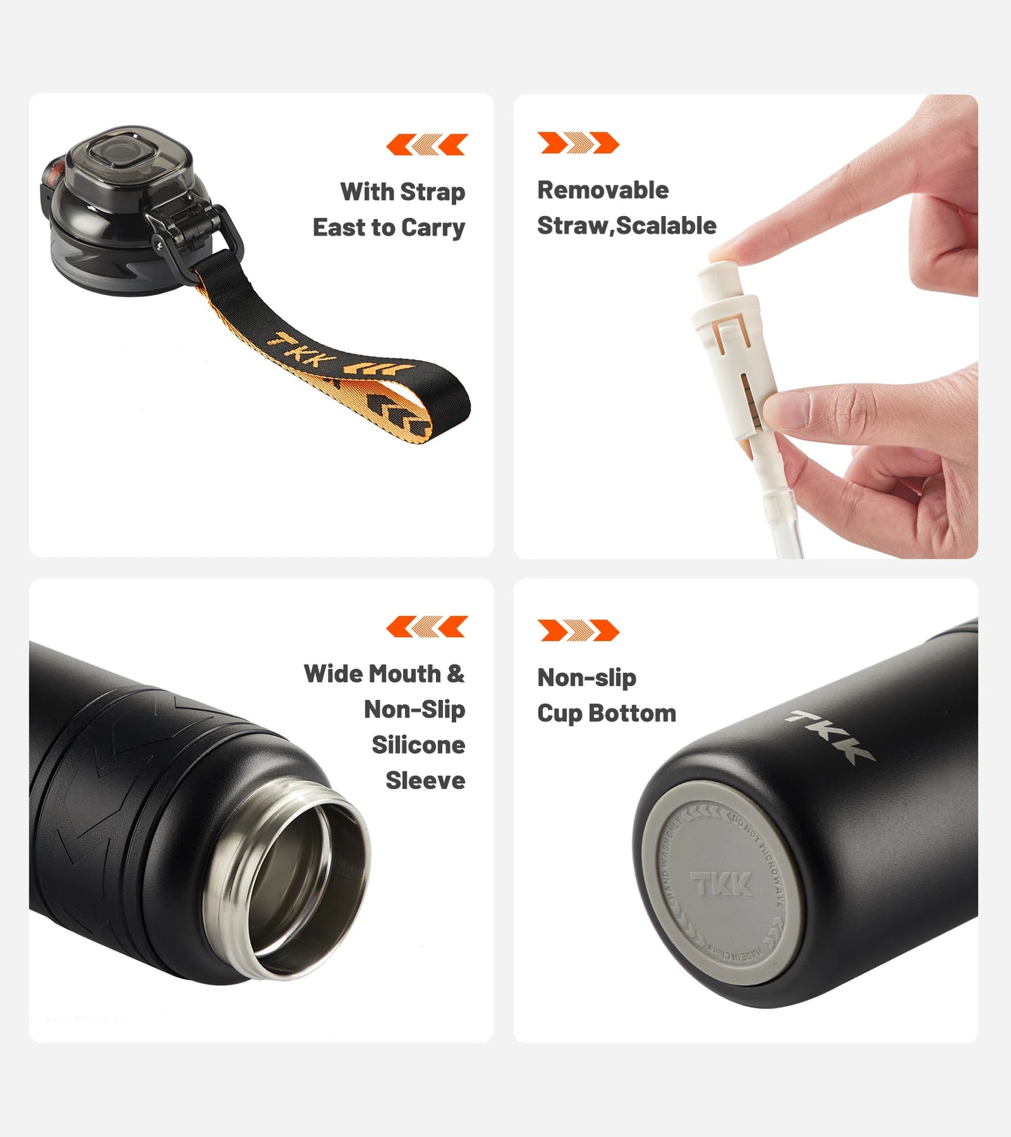 600ml 1000ml 16oz 32oz 316 Stainless Steel Thermos with Straw Vaccum Insulated Thermo Sport Bottle Double Wall Coffee Bottle