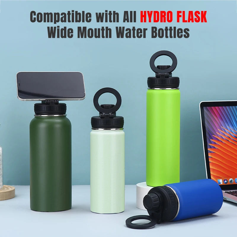 2024 Unique Magnet Water Bottle Design Logo Tripod Vacuum Thermos Flask Sports Magnet Water Bottle Phone Holder Travel Camping