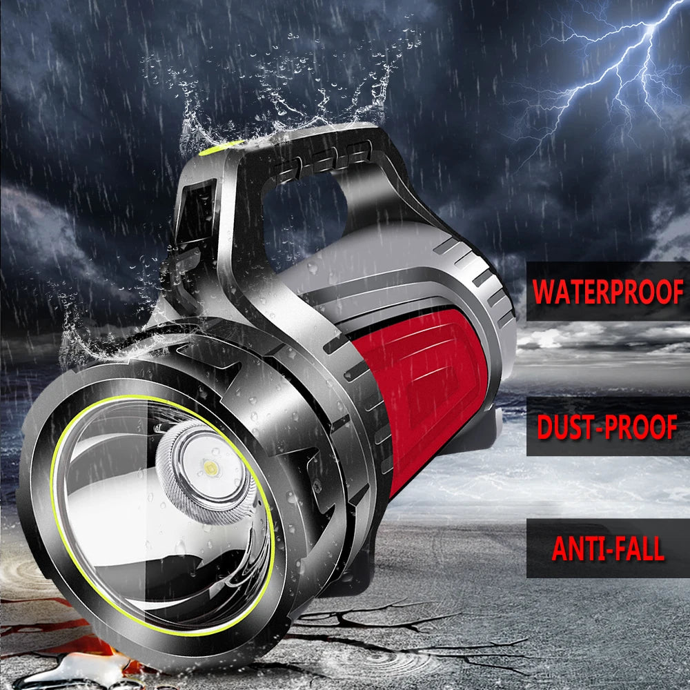 Super Bright USB Rechargeable Searchlight LED Flashlight Waterproof Ultra-Long Range Hand lamp Outdoor Hunting Fishing Light