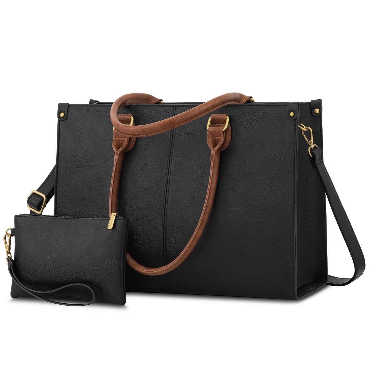 LOVEVOOK 2024 Hot Sale Vintage PU Leather Computer Bag Business Handbag Large Capacity Laptop Tote Work Bag Laptop Bag for Women
