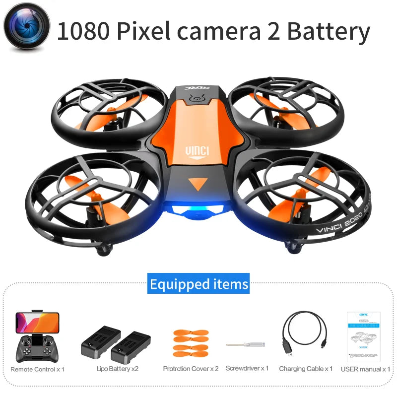 New V8 Mini Drone 4K 1080P HD Camera WiFi Fpv Air Pressure Altitude Hold Black Quadcopter RC Drone