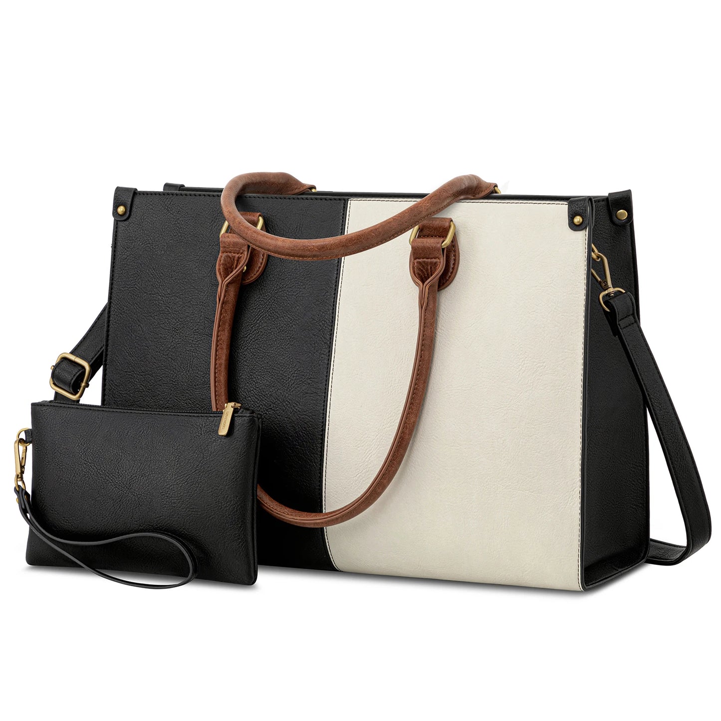 LOVEVOOK 2024 Hot Sale Vintage PU Leather Computer Bag Business Handbag Large Capacity Laptop Tote Work Bag Laptop Bag for Women