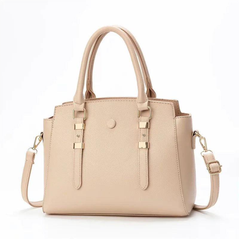 2024 New Women's Large-Capacity Retro Leisure Bag Casual Tote Oblique Straddle One-Shoulder Handbag Zipper Pure Color Simple