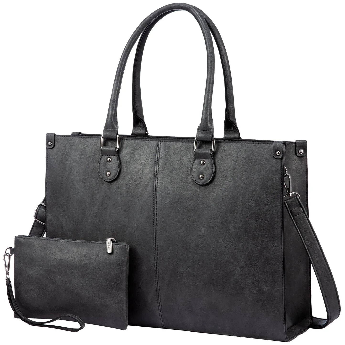 LOVEVOOK 2024 Hot Sale Vintage PU Leather Computer Bag Business Handbag Large Capacity Laptop Tote Work Bag Laptop Bag for Women