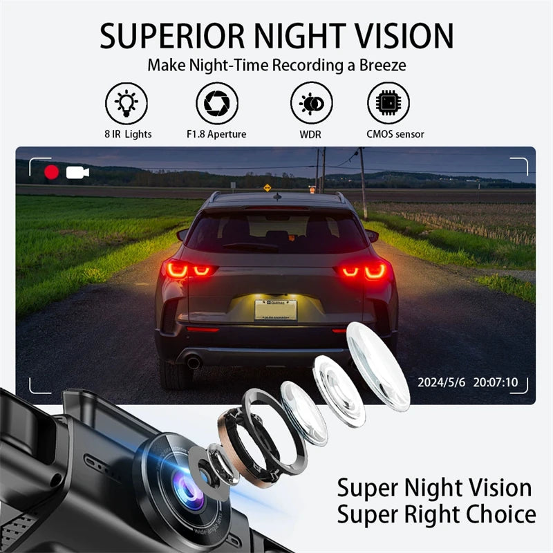 FHD 1080P 4 Channel Dashcam WiFi APP Control Front and Rear Car Camera 24h Parking Mode 4 Lens DashCam DVR Car Driving Recorder
