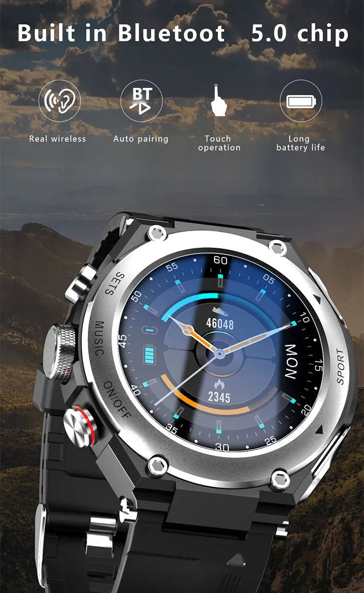 T92 Smart Watch with Earbuds 2-in-1 Music Player Heart Rate & Blood Pressure Monitor Waterproof IP67 Answer Calls with Earphones