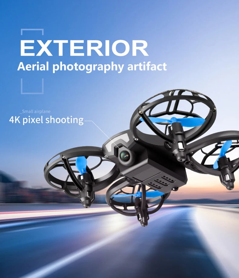 New V8 Mini Drone 4K 1080P HD Camera WiFi Fpv Air Pressure Altitude Hold Black Quadcopter RC Drone