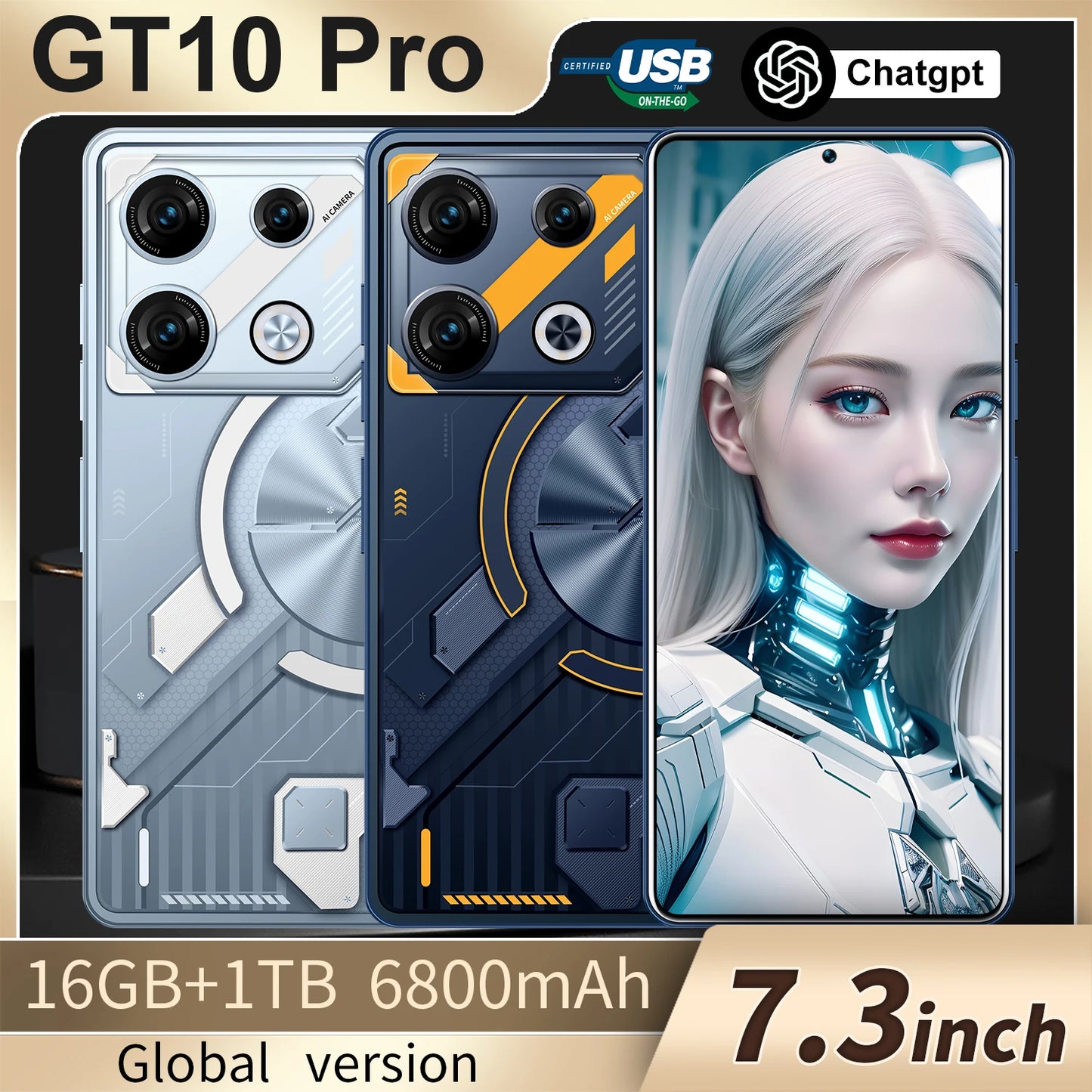 GT10 Pro the Ultimate 7.3 Full Display Android 5G-Smartphone with 16GB RAM 1TB Storage and 10-Core Power