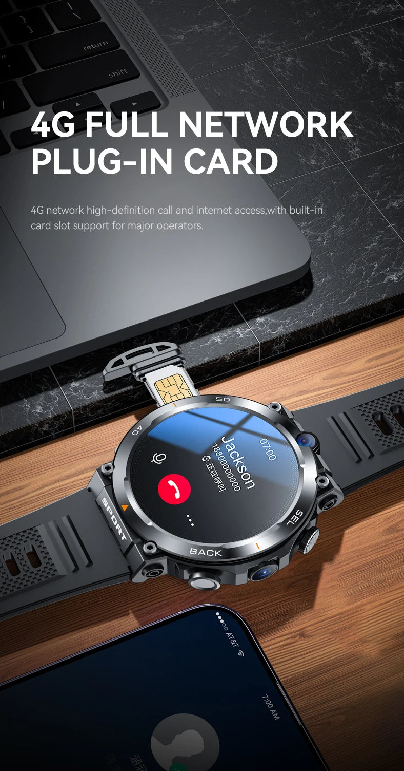 2024 4G 5G Smart Watch H10 WiFi GPS Dual Camera Video Call NFC 4+64GB 900MAH Battery Android Sport Smart Watch