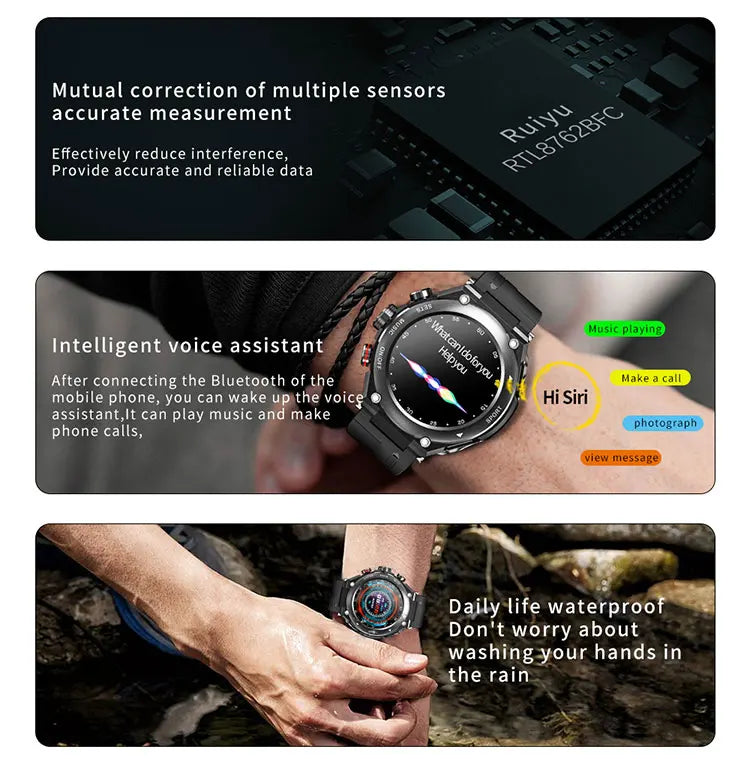 T92 Smart Watch with Earbuds 2-in-1 Music Player Heart Rate & Blood Pressure Monitor Waterproof IP67 Answer Calls with Earphones