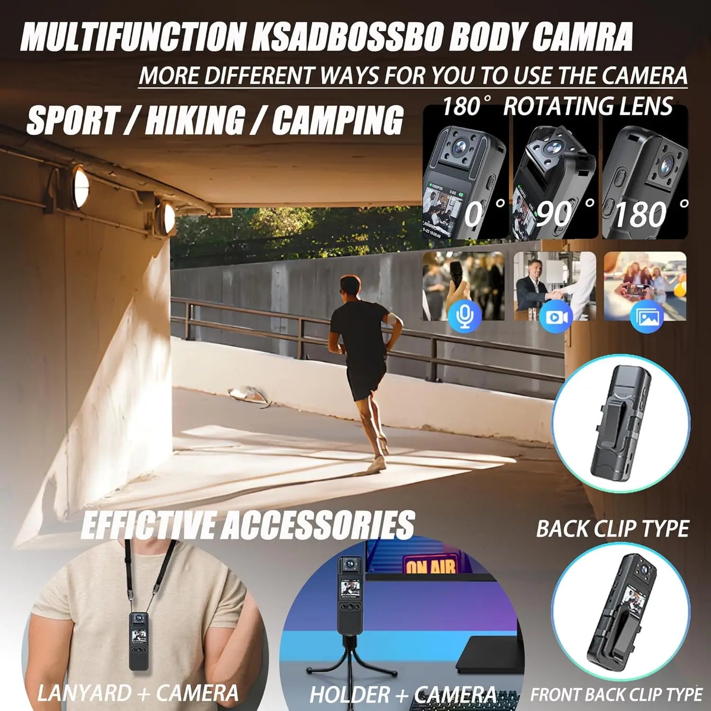 1.4 Inch Screen Body Camera with Audio and Auto Video Night Vision 1080P FHD Mini Wearable Body Worn Cam Portable