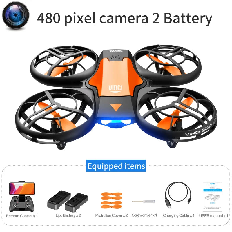 New V8 Mini Drone 4K 1080P HD Camera WiFi Fpv Air Pressure Altitude Hold Black Quadcopter RC Drone