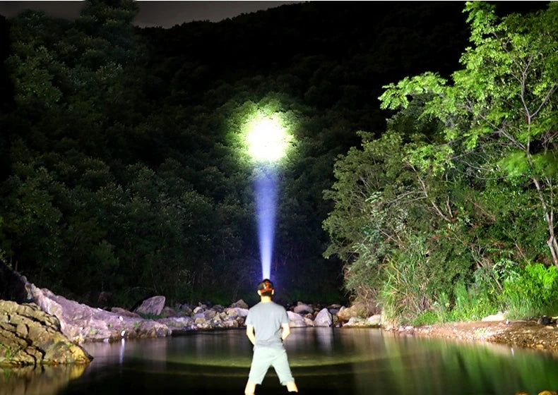 Super Bright USB Rechargeable Searchlight LED Flashlight Waterproof Ultra-Long Range Hand lamp Outdoor Hunting Fishing Light