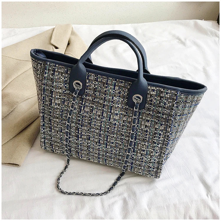 Women Tote Bag Fashion Nylon Large Handbag Chains Shoulder Bags Ladies Big Messenger Bag, Shopping Bag