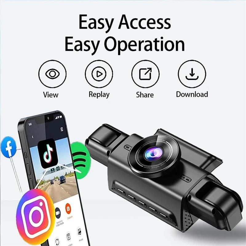 FHD 1080P 4 Channel Dashcam WiFi APP Control Front and Rear Car Camera 24h Parking Mode 4 Lens DashCam DVR Car Driving Recorder