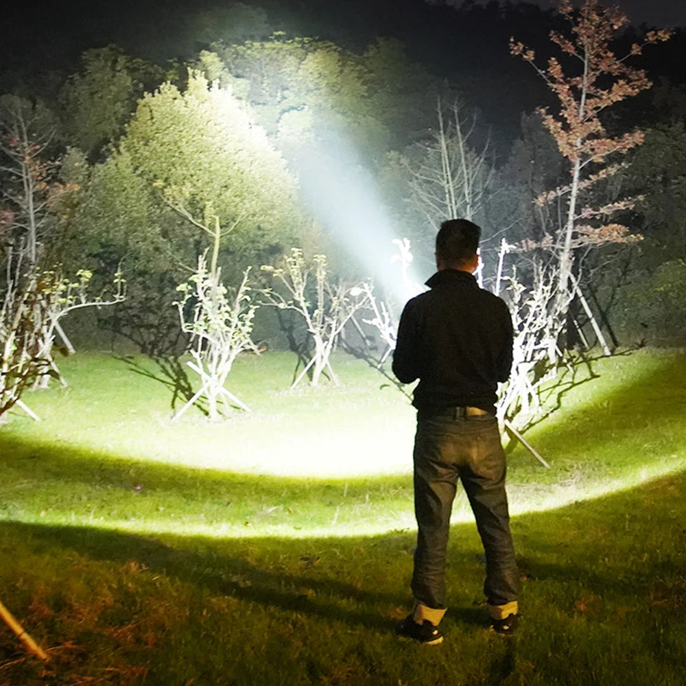 Super Bright USB Rechargeable Searchlight LED Flashlight Waterproof Ultra-Long Range Hand lamp Outdoor Hunting Fishing Light