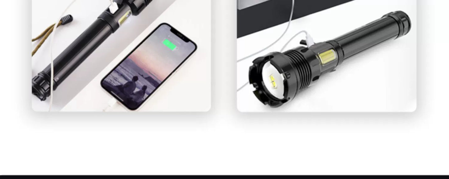 P90 Power Torch Rechargeable Outdoor Long-Range Xenon Lamp Zoom High-Power Spotlight Super Bright Probe Xenon Lamp