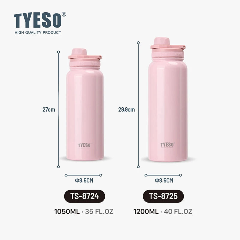 Tyeso Thermos Bottle Car Insulated Flask Water Tumbler for Outdoor Sports Travel Vacuum Flasks Stainless Steel Thermal Cup