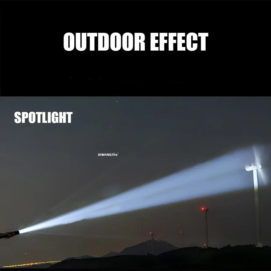 Heinast 1000LM Powerful LED Flashlight Display TYPE-C Rechargeable Light Telescopic Zoom Torch Outdoor Camping Fishing Lantern