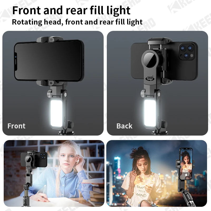 Q18 Desktop Following the shooting Mode Gimbal Stabilizer Selfie Stick Tripod with Fill Light for Smartphone