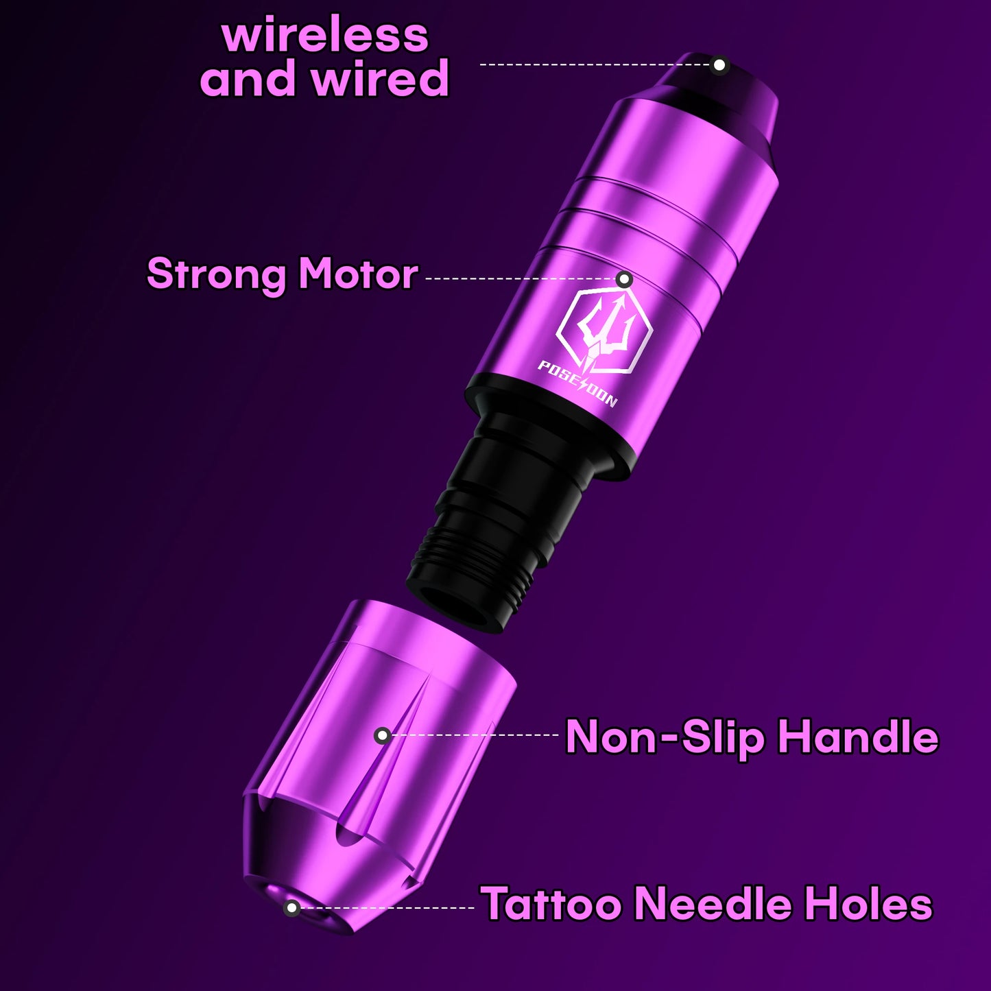 Tattoo Kit POSEIDON V5 Purple Tattoo Pen Kit For Permanent Makeup Tattoo Machine Kit High Power Tattoo Power Supply Tattoo Gun K
