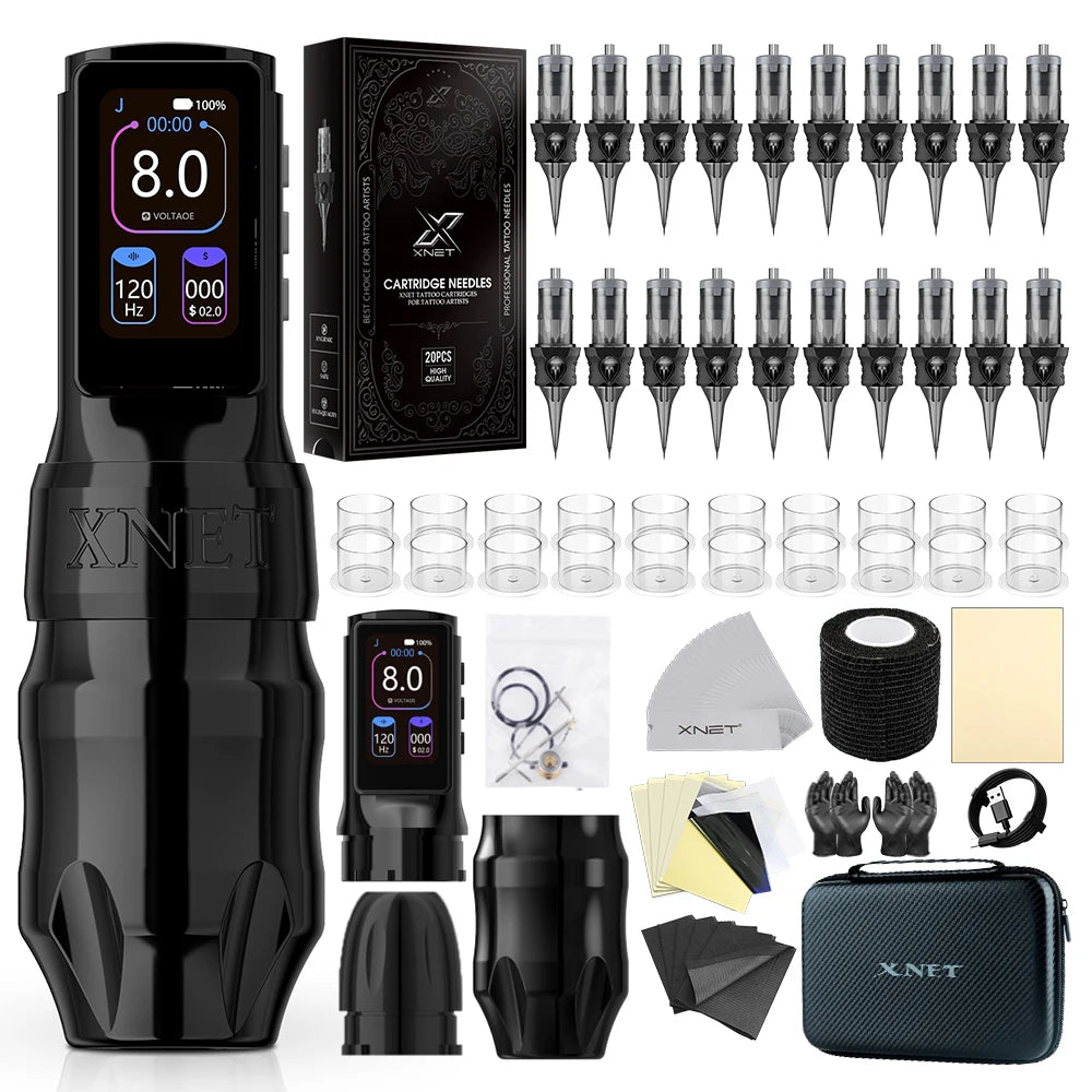 Xnet Titan Max Wireless Tattoo Machine kit 20Pcs Needles Set Coreless Motor Multi-Function Touchscreen Battery 1-12V For Tattoo