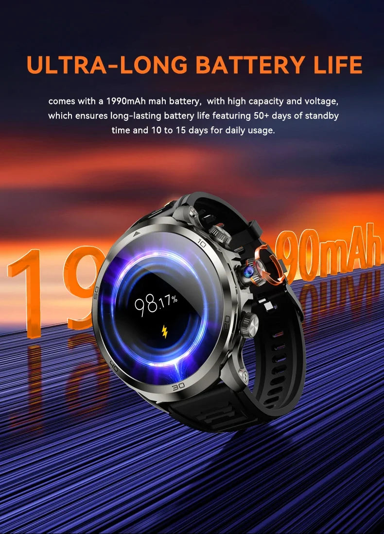 2025 NEW 4G Full Netcom H19 Smartwatch Android System 1.95 Inch 720*720 Amoled Screen 190° Rotating Camera Smart Watch GPS WIFI