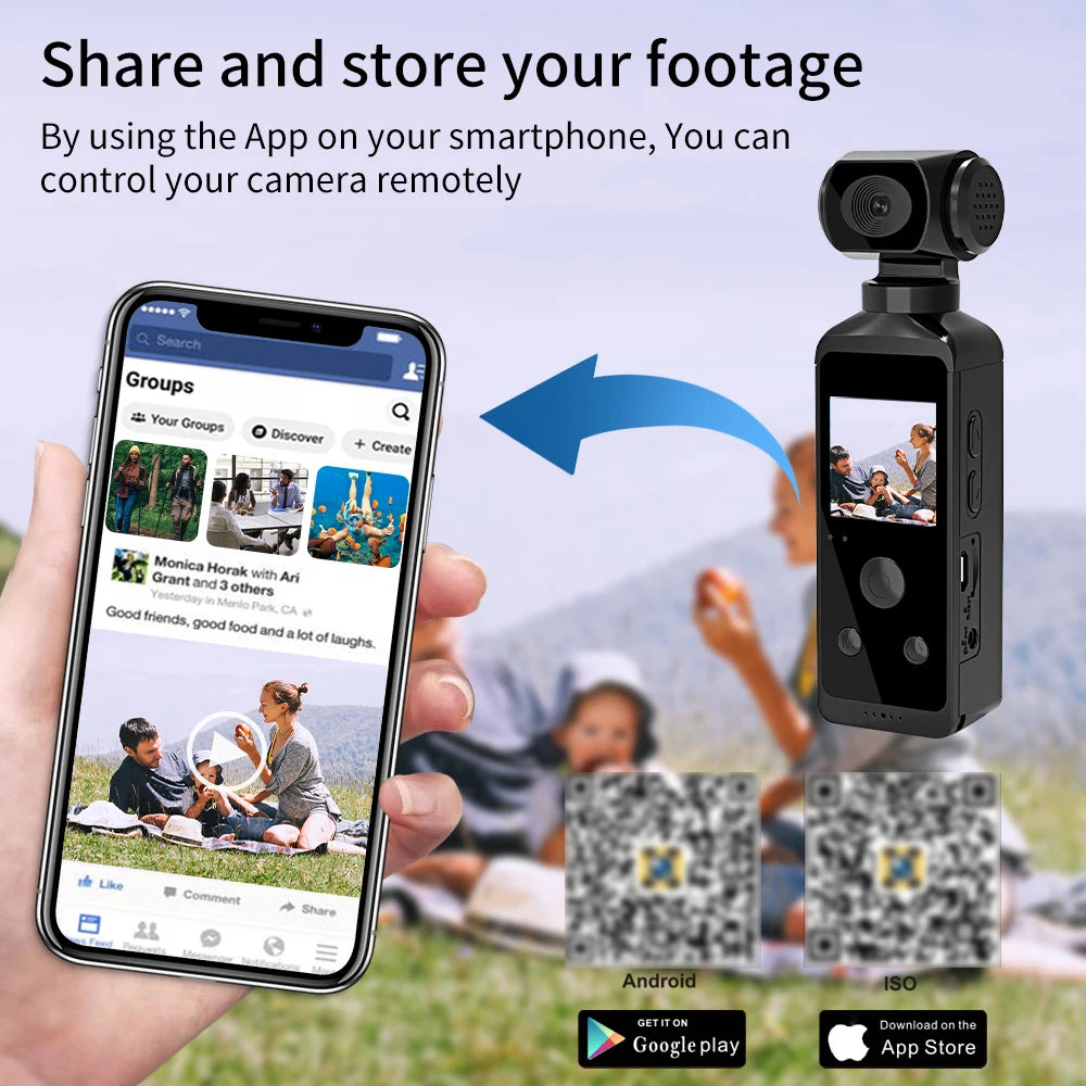 4K Pocket Camera 1080P WiFi Full HD Pocket Camera 270 Rotatable Mini Outdoor Sport DV With Waterproof Case Video Camcorders Gift