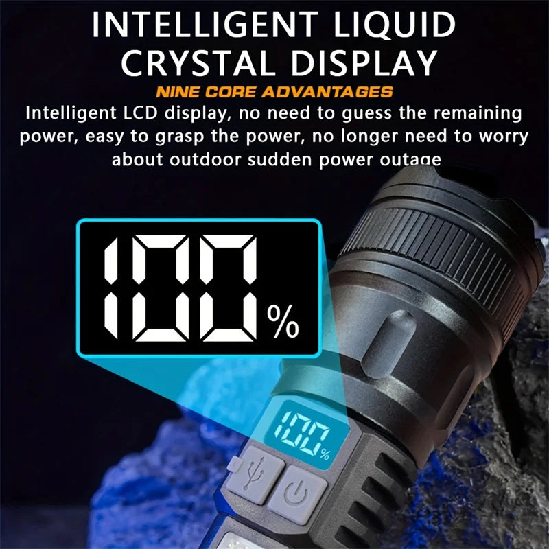 High Power Rechargeable Led Flashlight Very Strong Led Flashlight With Side Light Torch For Outdoor Camping Hiking